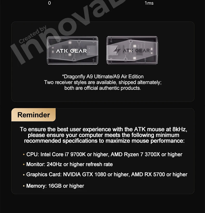 ATK Dragonfly A9 Ultimate bezdrátová herní myš A9 Air PAW3950 ultralehká ergonomická e-sportovní myš pro hráče FPS CSGO A9 Ultra