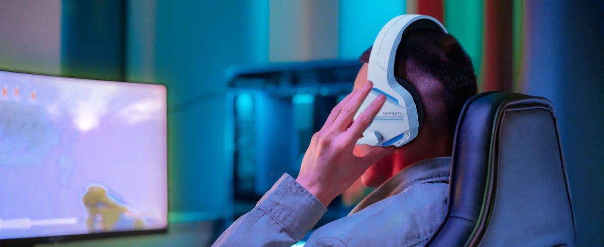 BINNUNE BW01 Casque Gaming Sans Fil 2.4GHz pour PS5 PS4 PC, Bluetooth 5.3 avec 120 Heures d'Autonomie et Micro à Réduction de Bruit