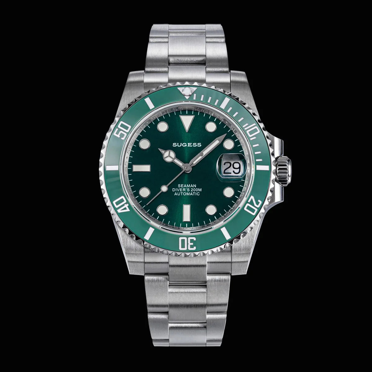Sugess Men of Watch Automatic Mechanical ST2130 Movement Wristwatches 200M Water Resistant Sapphire Crystal Adjust Clasp S421