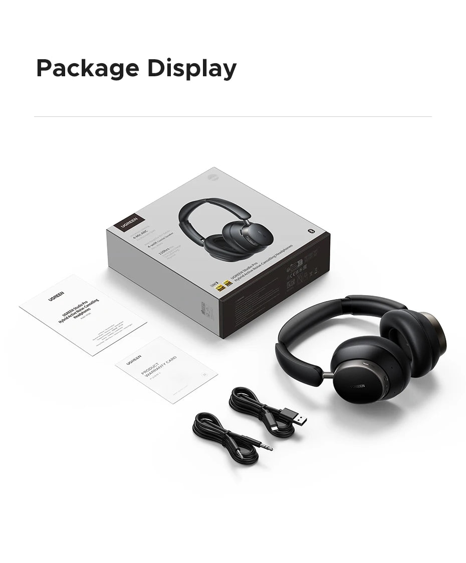 UGREEN Studio Pro 48dB ANC Wireless Headphones – Bluetooth 6.0 Hi-Res LDAC Over-Ear Headphones with 120H Playtime