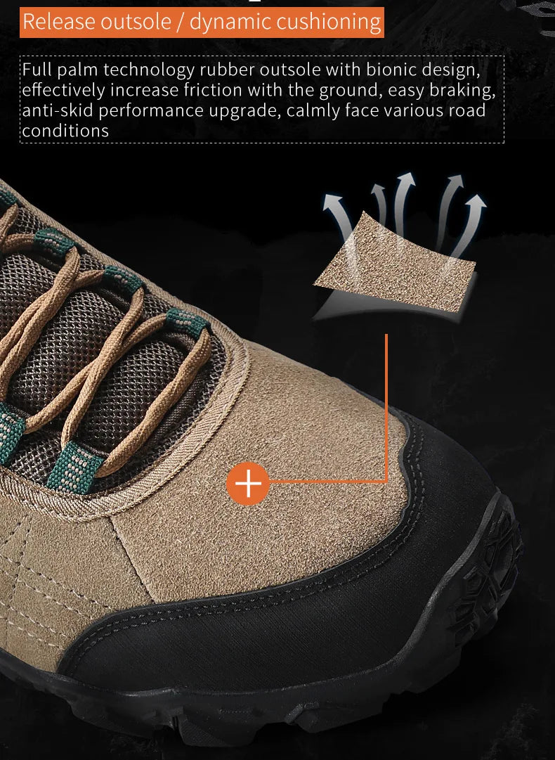HUMTTO Hiking Shoes Men's Luxury Designer Winter Climbing Trekking Sneakers Leather Outdoor Sports Work Shoes 110282A