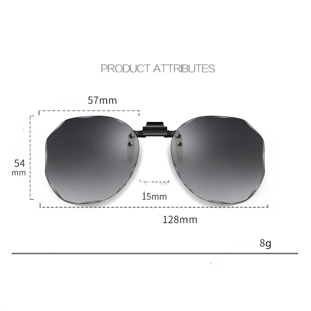 Women Sunglasses Clip-on Polarized Optical Glasses Clip Diamond Cut Mirror Eyeglasses Anti-UV Driving Sunglasses 2026 Trendy