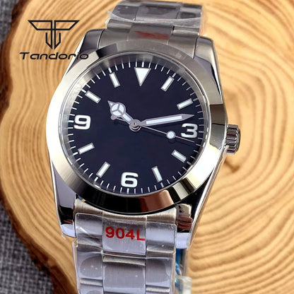 Tandorio Men's Automatic Watch Mechanical Miyota 8215/PT5000 Movt Sapphire Glass 36mm/39mm Explorer Style Wristwatch Luminous