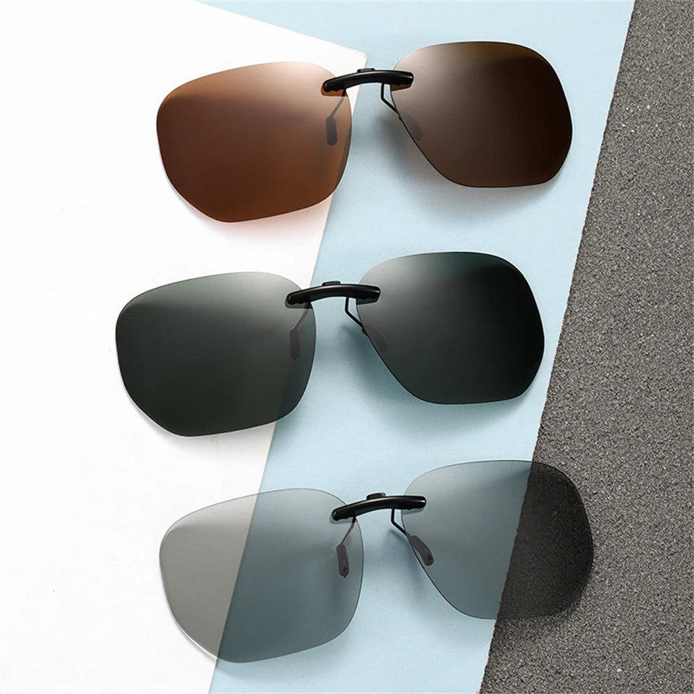 KLASSNUM Driving Clip On Sunglasses for Men Myopia Eyeglasses Polarized Women Square Night Vision Fishing UV400 Sun Glasses 2023