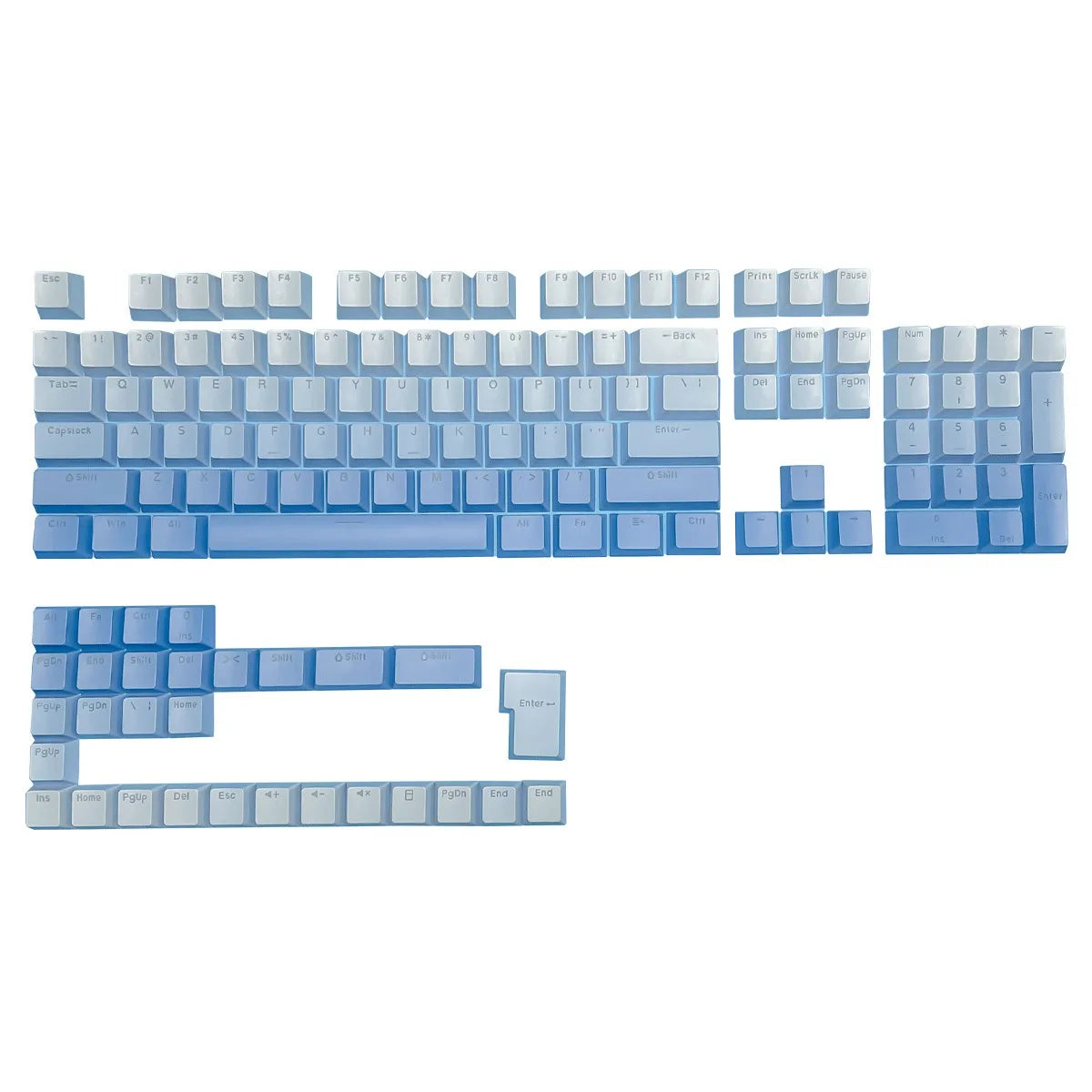 Gradient backlit RGB Gamer Keycaps For Mx Switch Mechanical Keyboard OEM Profile PBT Keycap White Blue ISO Layout Key caps DIY