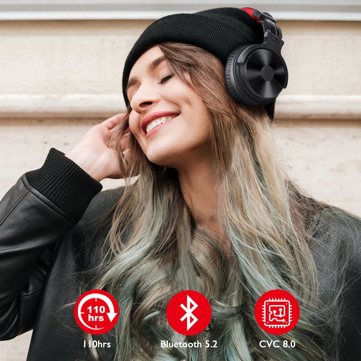 OneOdio 110H Wireless Bluetooth 5.2 Gaming Headset – 110H Battery Life, Deep Bass Over-Ear Headphones with Microphone, Wired & Wireless 2-in-1 PC PS4 Headset
