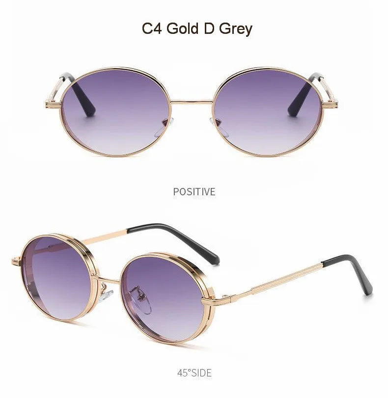 Oval Steampunk Sunglasses For Women Retro Sun Glasses Male Female Brand Designer Metal Frame Eyewear Lentes De Sol Mujer