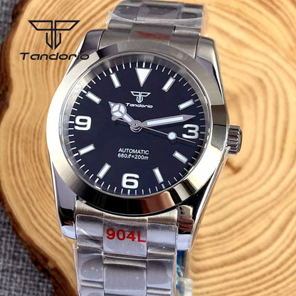 Tandorio Men's Automatic Watch Mechanical Miyota 8215/PT5000 Movt Sapphire Glass 36mm/39mm Explorer Style Wristwatch Luminous