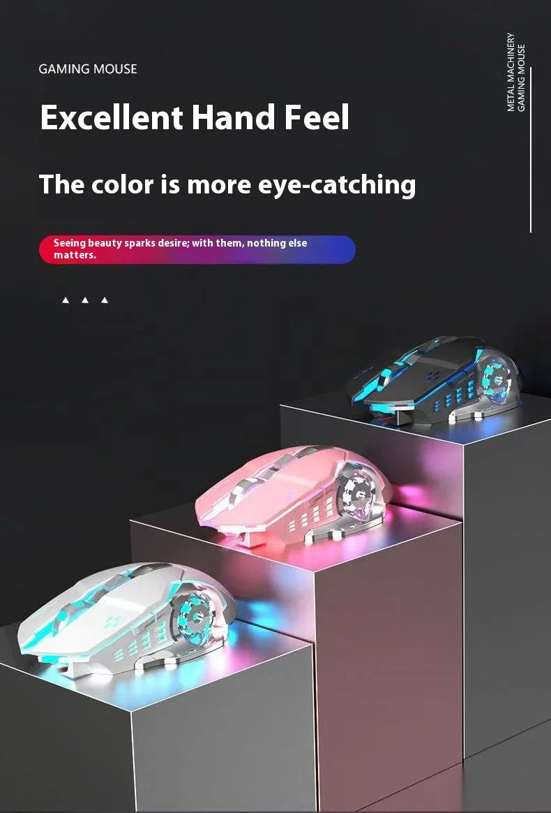 Q13 Bluetooth Wireless Mouse RGB Rechargeable Gaming Mouse, 2.4G Wireless Mouse with Adjustable DPI, 6 Buttons for PC, Laptop & Tablet