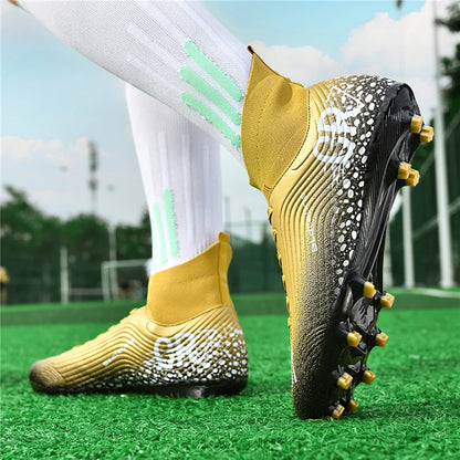 Chaussures de football professionnelles pour hommes/femmes, antidérapantes, à crampons FG, respirantes, chaussures d'entraînement à tige haute