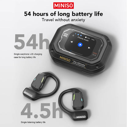 AI MINISO M98 Wireless Headphones OWS Sports Bluetooth Earphones Gaming Headset AI Translator Earbuds APP LCD Touch Screen IPX5