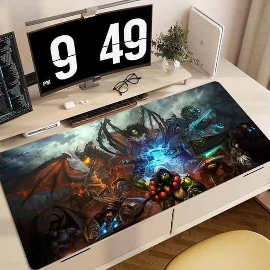 World of Warcraft anime XXL gamingmuismat-deskmat met vergrendelde rand, toetsenbord- en muismat voor kantoor, gamer-computeraccessoires HYBXXC