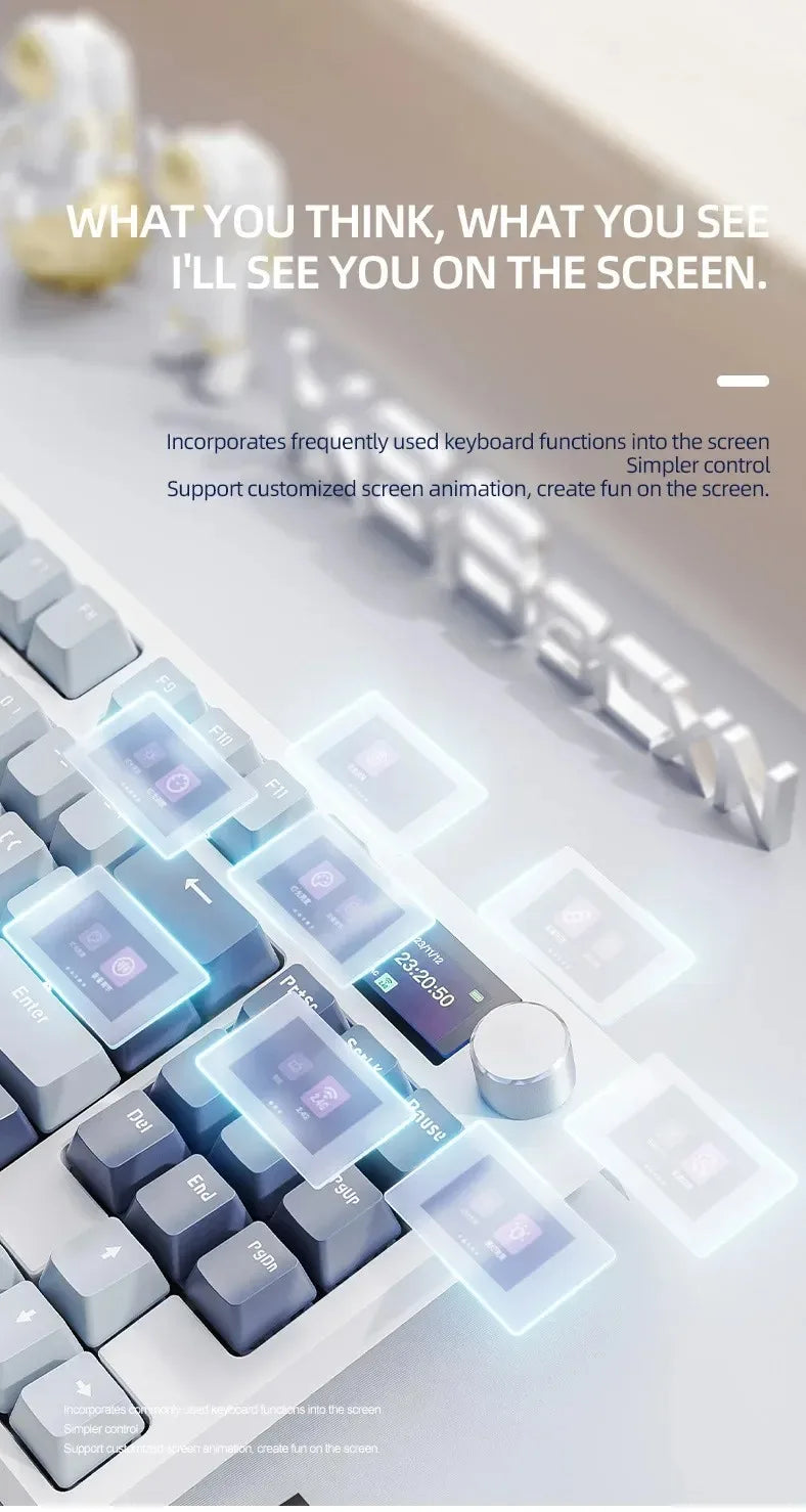 Attack Shark K86 Wireless Mechanical Keyboard, TFT Display, Metal Knob,RGB Backlit, Hot-Swappable, Bluetooth for Gaming & Office