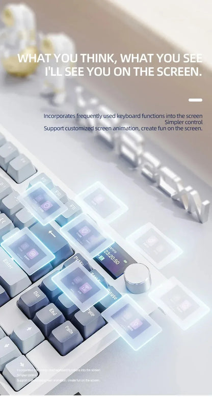 Attack Shark K86 Wireless Mechanical Keyboard, TFT Display, Metal Knob,RGB Backlit, Hot-Swappable, Bluetooth for Gaming & Office