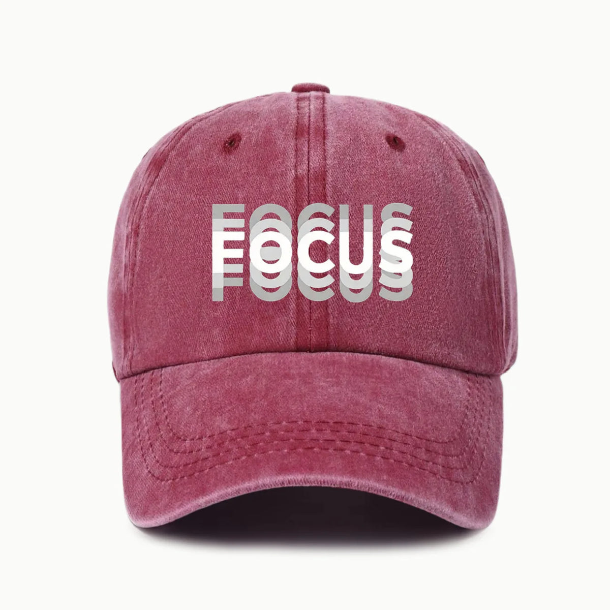FOCUS – kšiltovka z prané bavlny s potiskem, nastavitelná, klasický styl, sportovní kšiltovka typu „duckbill“ pro muže i ženy