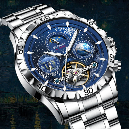 Relojes para hombre GLENAW Design, marca líder de lujo, moda y negocios, reloj automático impermeable para hombre, reloj mecánico para hombre