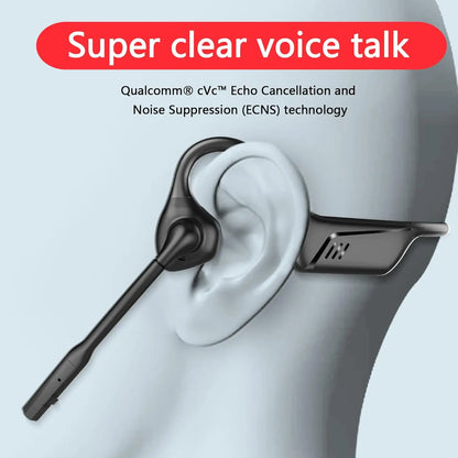 Open Ear Bluetooth 5.1 Headset Wireless Headphones with AptX HD, Noise Cancelling Mic, Waterproof Sports Headset, 24H Battery Life