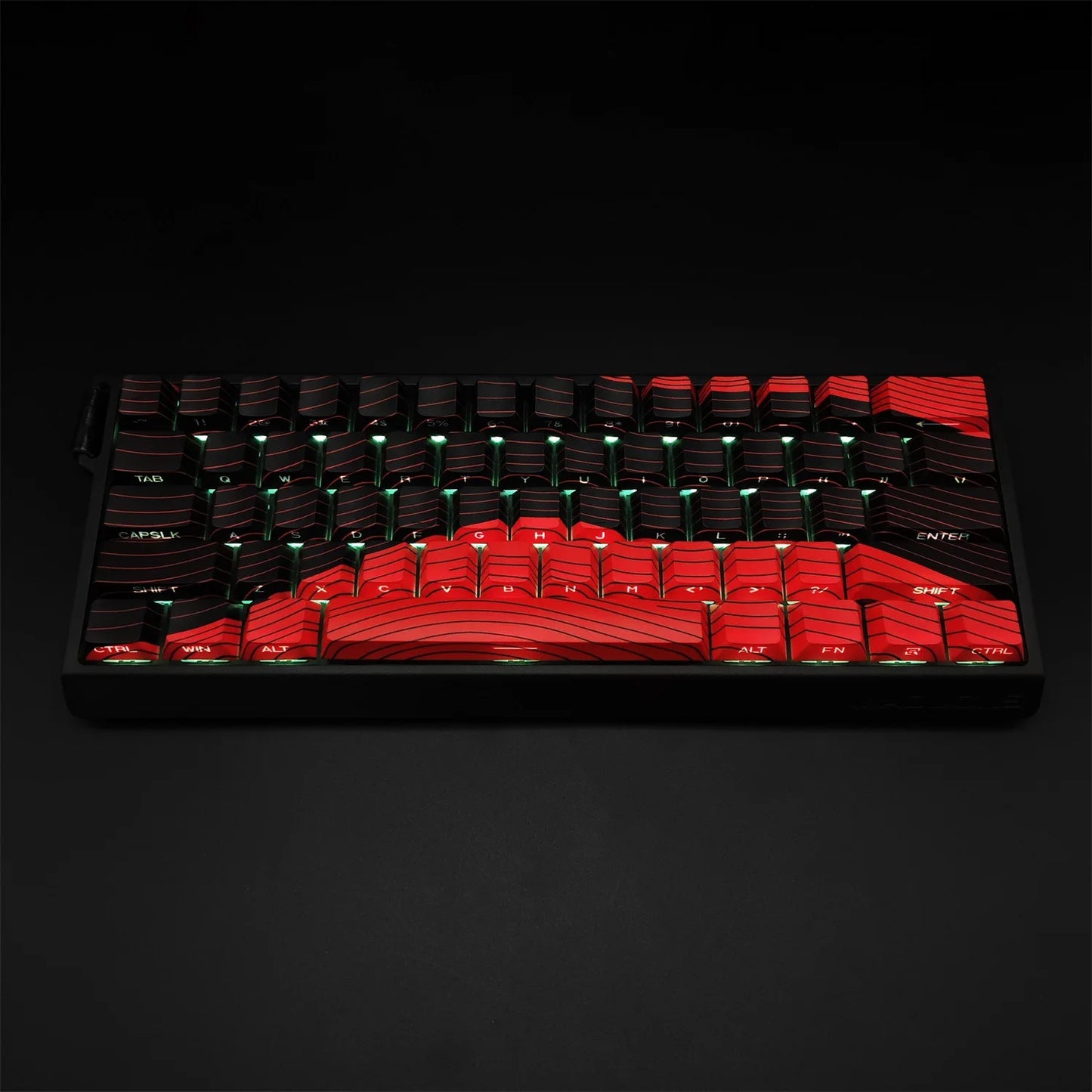 Contour Black and Red Side Engraved Translucent Keycaps PBT 128 Key Cherry Keycaps Suitable for Wooting Mechanical Keyboards