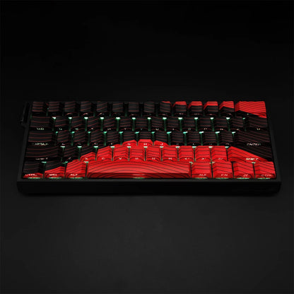 Contour Black and Red Side Engraved Translucent Keycaps PBT 128 Key Cherry Keycaps Suitable for Wooting Mechanical Keyboards