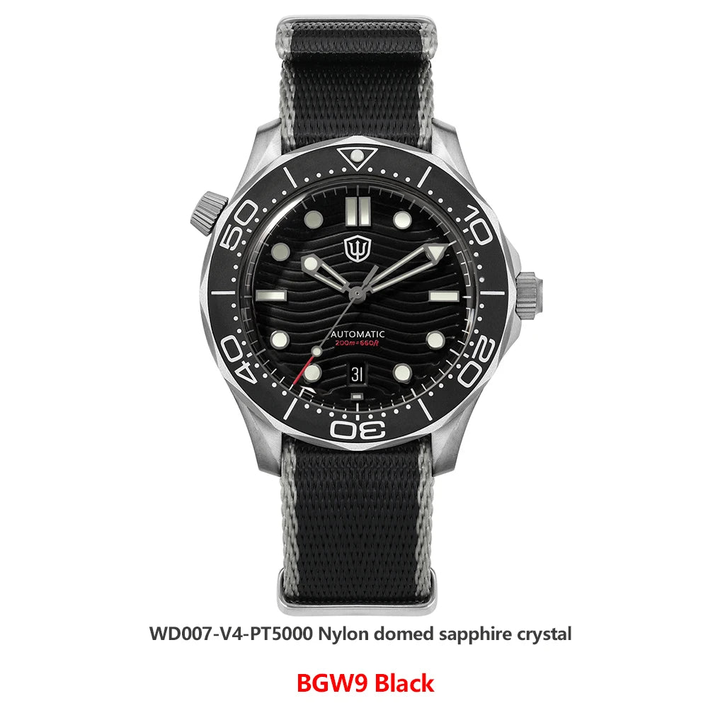 Watchdives WD007 V4 Titanium NTTD Dive Watch PT5000 Automatic Movement Sapphire Super Luminous Domed Crystal 42mm Men Watches