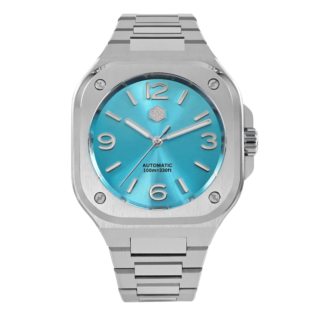 San Martin 40mm Classic Luxury Sport Watch Distinctive Square Case Stainless Steel Men Watch Automatic Mechanical 10 Bar SN0074
