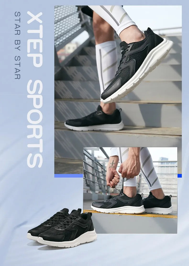 Xtep Men's Running Shoes Sports Shoes Men's Lightweight Shock Absorption Casual Shoes Student Shoes 879119110110