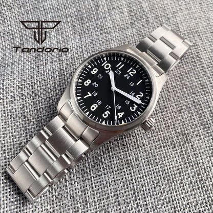 Tandorio 39mm Diving Pilot Automatic Watch for Men NH35/PT5000/Miyota8215 Movement AR Sapphire Crystal 20BAR Waterproof Luminous