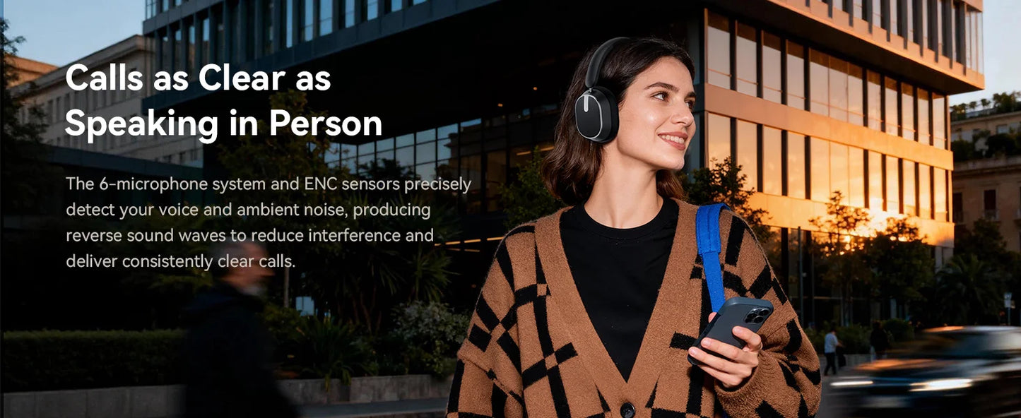 Active Noise Cancelling Headphones Bluetooth 6.0 Wireless Over-Ear Headphones with 120H Battery, 6-Mic ENC Calls, LED Power Display & Spatial Audio