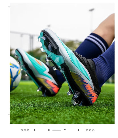 Botas de fútbol para hombre, nuevas, para partido y entrenamiento, calzado de fútbol antideslizante con tacos largos FG, ultraligeras, para exterior, zapatillas, dropshipping