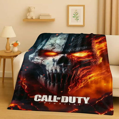 3D Classic Gun Game Call of Duty COD Ghost Simon Flannel Blanket,Ultra Soft Warm Plush Throw for Home Bedroom Bed Sofa Cover Kid