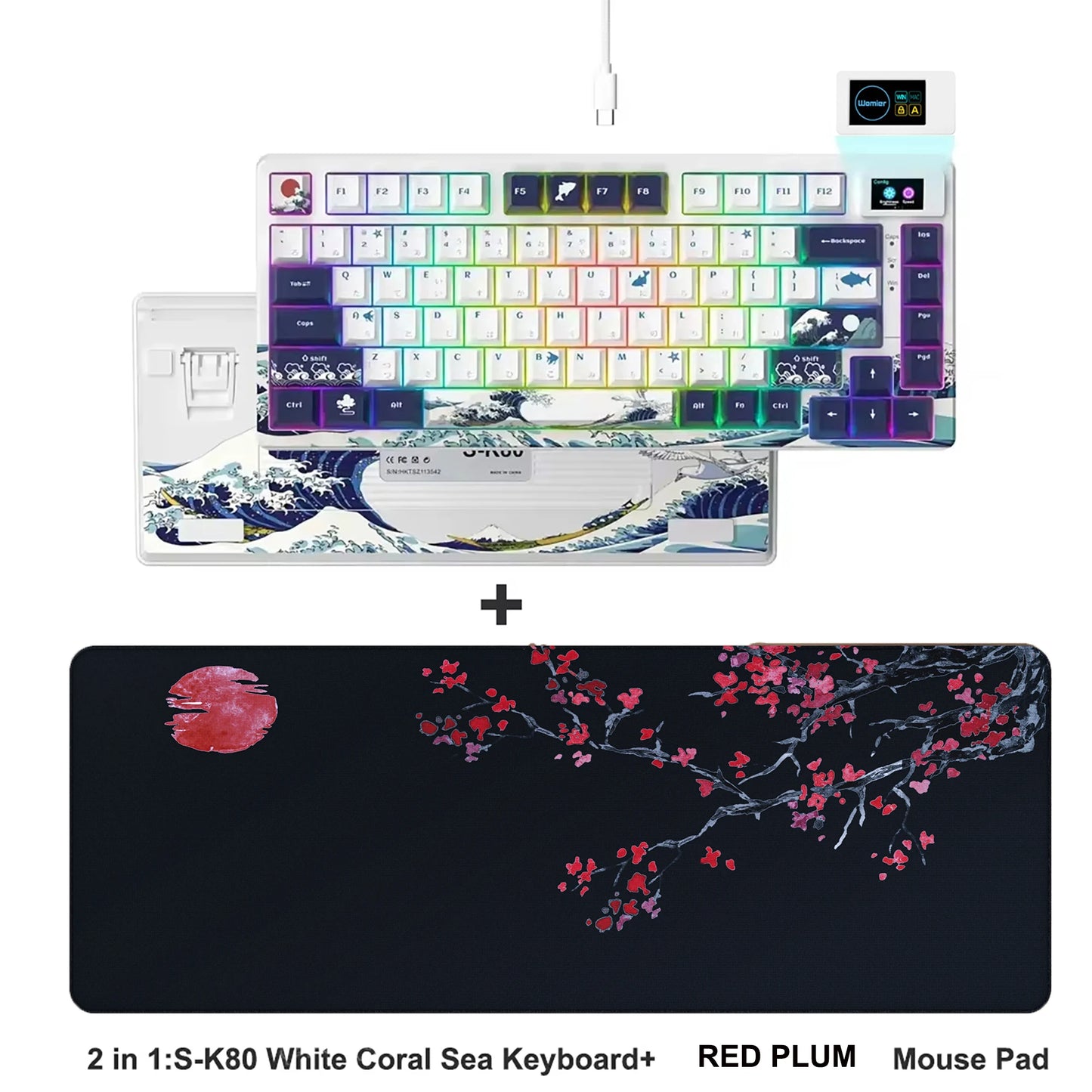 Womier S-K80 75% Keyboard with Color OLED Display Mechanical Gaming Keyboard Hot Swap Keyboard Gasket Mount RGB Custom Keyboard