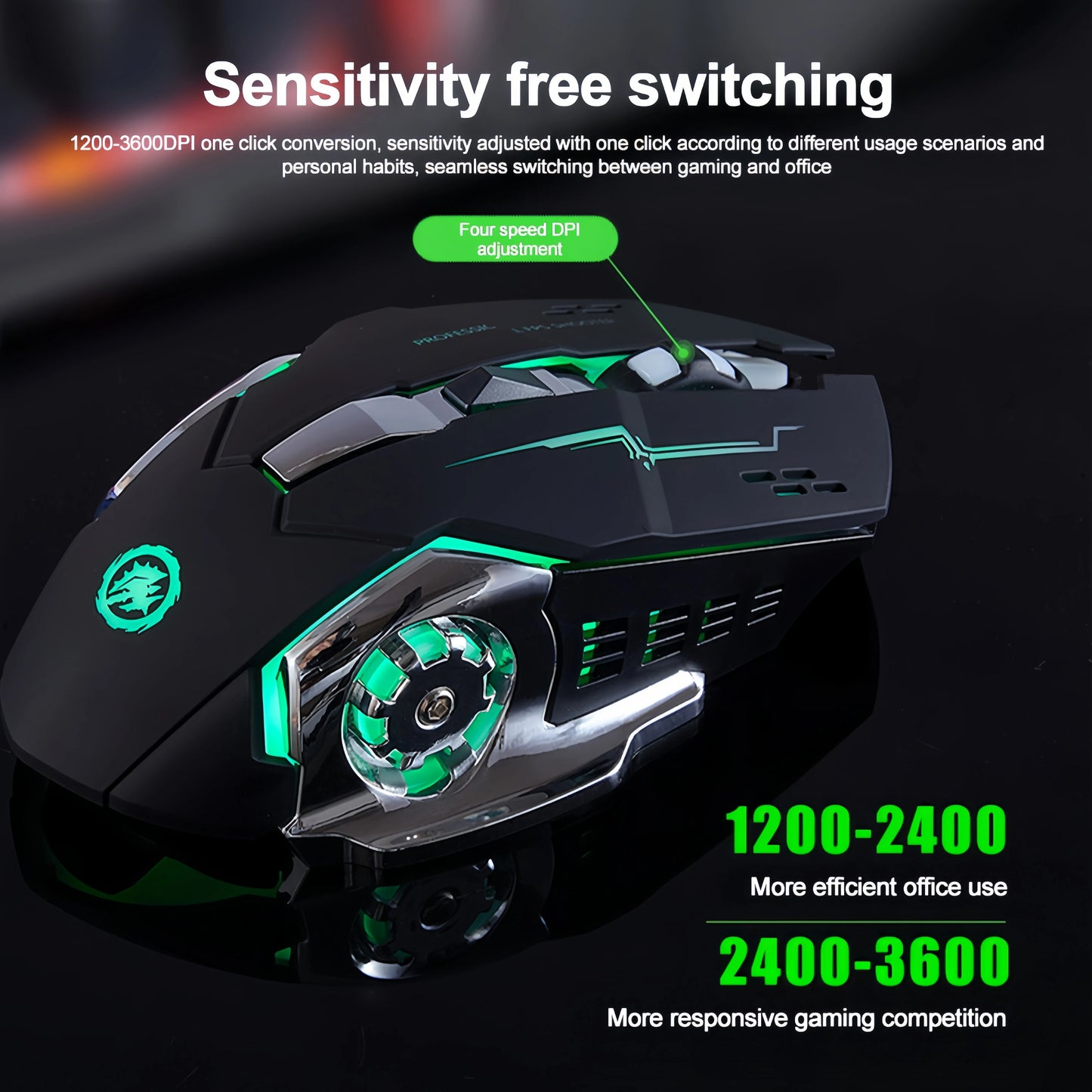 KEBIDUMEI Dual-Mode Bluetooth 5.2 Mouse 2.4G Wireless Mouse RGB Gaming Mouse Rechargeable Silent Mouse 3600 DPI  Mice for Laptop