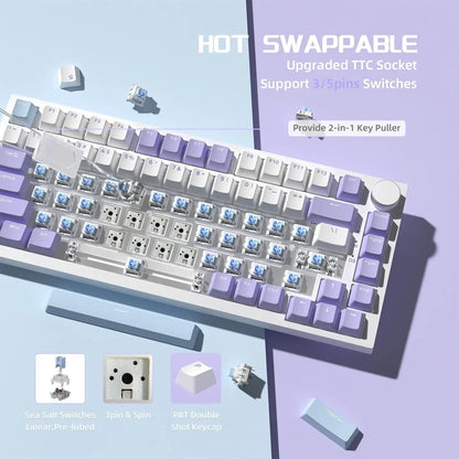 AJAZZ AK820 Wired Gaming Mechanical Keyboard RGB Backlight Hot-Swap Switches, 70% Compact Layout, PC/Mac Compatible