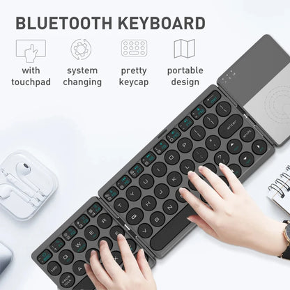 „Bluetooth“ sulankstoma klaviatūra, mini belaidė įkraunama klaviatūra su jutikliniu pultu, nešiojama universali klaviatūra, skirta „Windows“, „Android“ ir „iOS“
