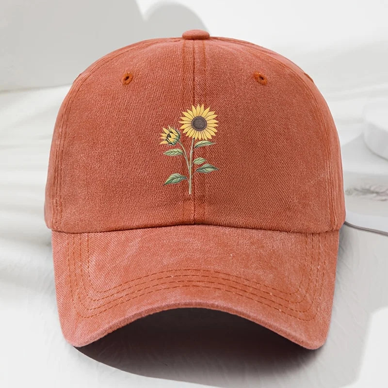 Retro saulėgrąžų rašto beisbolo kepurė „Dad Hat“, tinkanti lauko sportui, žvejybai ir stovyklavimui, žygiai