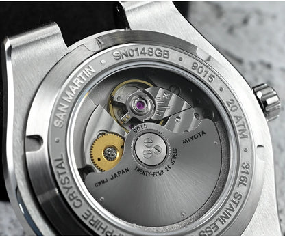 San Martin 40mm Enamel Spiral Dial Integrated Bracelet Men Diver Watch Miyota 9015 Automatic Mechanical Waterproof 200m SN0148