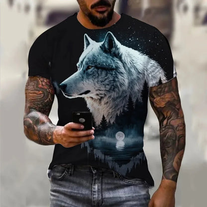 Męskie koszulki letnie z nadrukiem zwierzęcym – wilk, nadruk 3D, koszulki letnie, damskie, moda uliczna, koszulki oversize, odzież męska