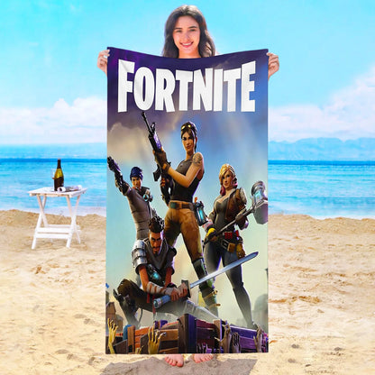 Toalha de Praia Game F-Fortnites em Microfibra para Hotel, Casa de Banho, Sauna, Spa, Praia, Viagem, Piscina, Casa, Banho de Bebé, Ginásio e Duche
