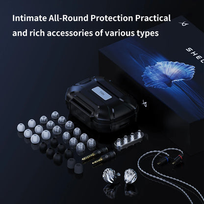 TRN SHELL Hybrid Headphones Triple Dynamic + Planar Driver Wired In-Ear Monitors, Four-Unit Acoustic Architecture HiFi Hybrid Headphones for Audiophile Sound