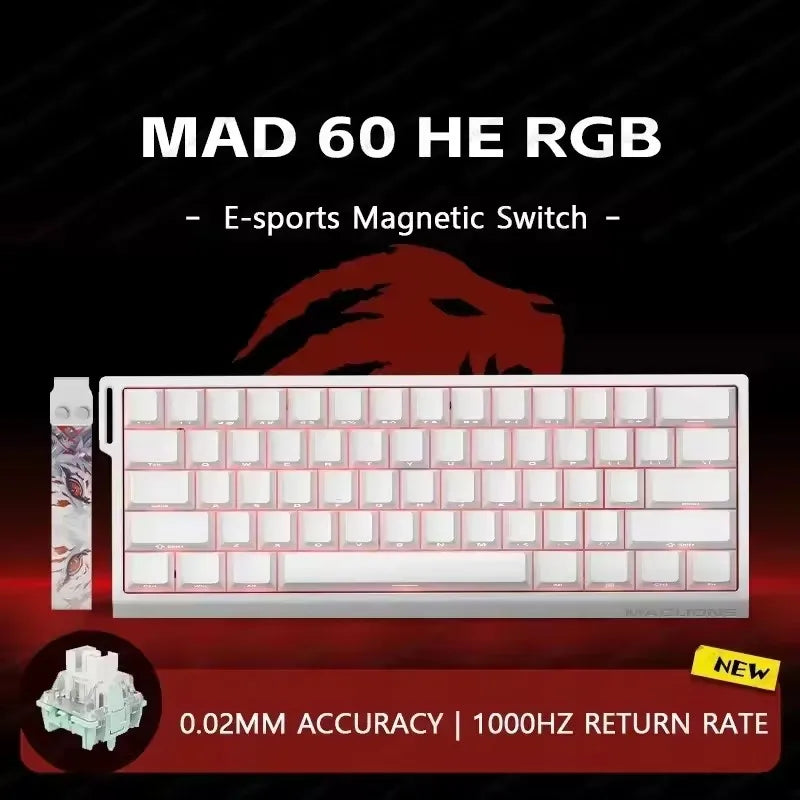 MADLIONS MAD 60/68HE Gaming Magnetic Switch Keyboard, Wired Mechanical Gaming Keyboard with 8K Polling Rate, Rapid Trigger, Hot Swappable RGB 61/68 Keys