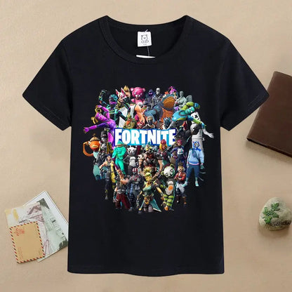 Sommer-Fortnite-Kinder-T-Shirt mit Cartoon-Spielfigur-Print, lässiges Sport-T-Shirt für Jungen, kurzärmelig, Kinderbekleidung