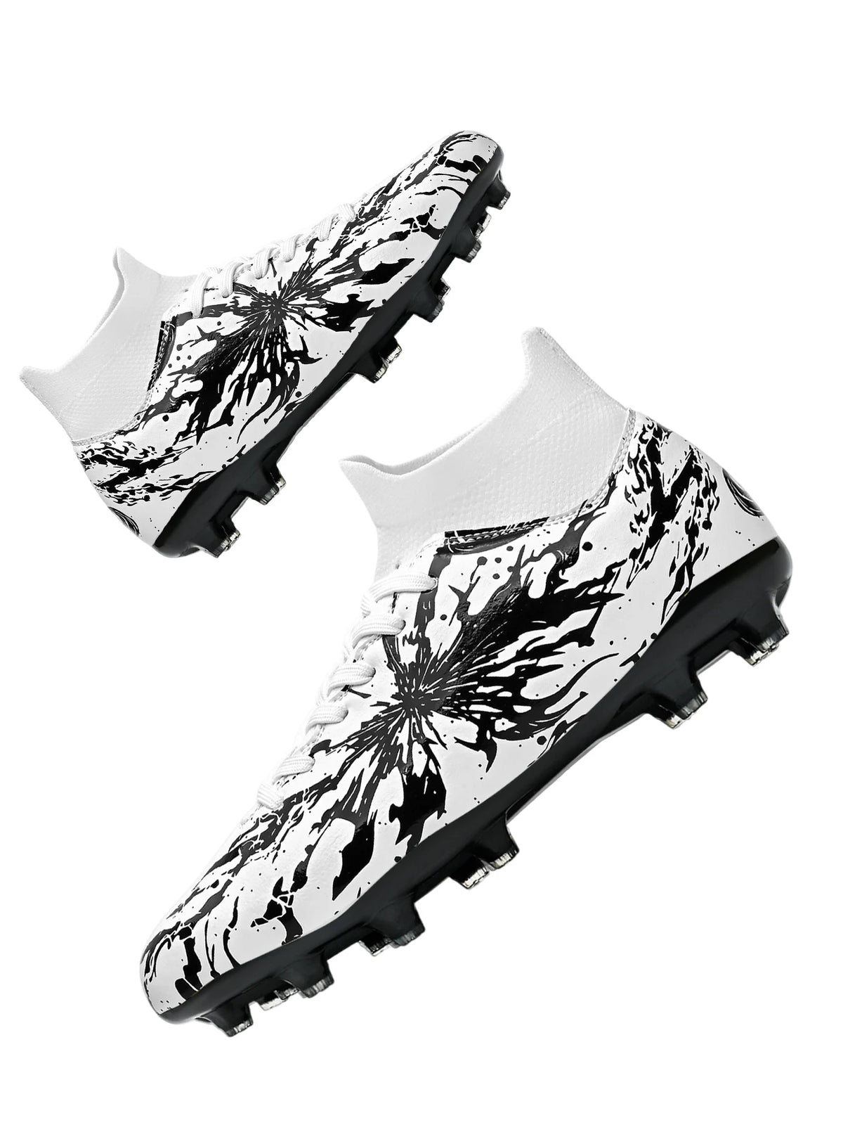 Chaussures de football FG pour hommes adultes, crampons pour terrain ferme, semelle respirante en PU résistante à l'usure pour l'entraînement et la compétition de football sur pelouse en plein air