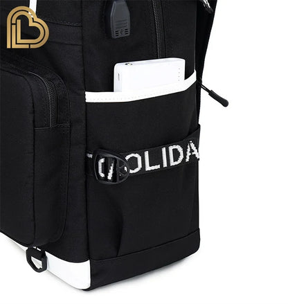 Yule Trooper F-Fortnited Battle Royale Rucksack mit USB-Ladeanschluss, Anime-Figuren, Lern- und Schreibwarenfach für Schüler