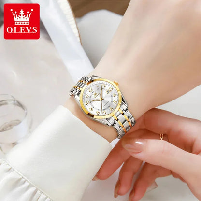 OLEVS Luxury Fashionable Ladies Quartz Watch Waterproof Wristwatch with Arabic Numerals Date Feature And Set Bracelet for Women