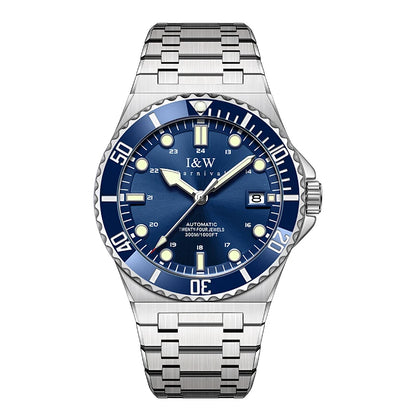 IW Luxury Brand Automatic Mechanical Sports Diving Watch Red Blue Bezel Steel Sapphire Luxury Men's Watches 300M Waterproof