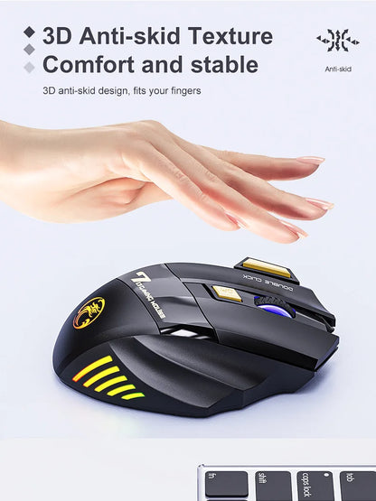 Ratón gaming inalámbrico USB IMICE GW-X7 3200DPI de doble modo, recargable, 7 teclas, 2.4Ghz, silencioso, Bluetooth, LED de respiración de 7 colores