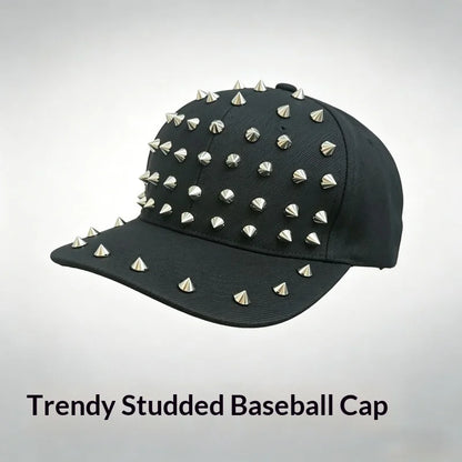 1pc Hip Hop Y2K Style Street Baseball Cap,Personalized Fashion Rivet Duck Tongue Driver Caps Street Dance Flat Edge Skull Caps
