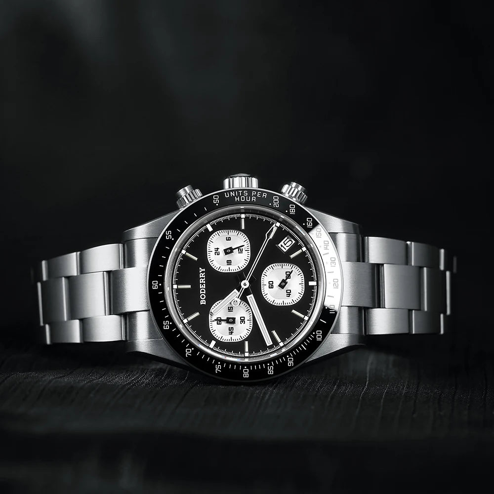Boderry GOLDACE Titanium Chronograph Watch Mecha-Quartz Movement Luminous Business Wristwatch 100M Waterproof Clock