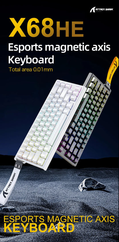 Teclado gaming magnético ATTACK SHARK X68HE X68PRO HE e FREEWOLF F68 com fios F68Pro sem fios para gaming profissional 0.01mm Rapid Trigg