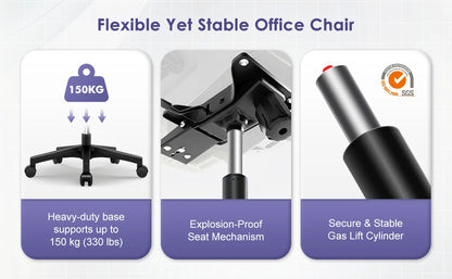 AUTHMIC Ergonomic Office Chair with Lumbar Support, Mesh Back, Flip-Up Armrests, Adjustable Height, Reclining Desk Chair for Home Office